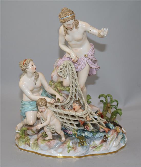 A large Meissen group of the Capture of the Tritons, height 30.5cm, damage